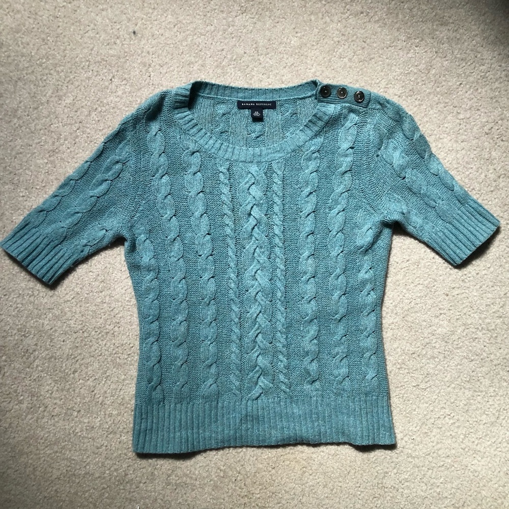 Teal XS Banana Republic cable knit sweater.